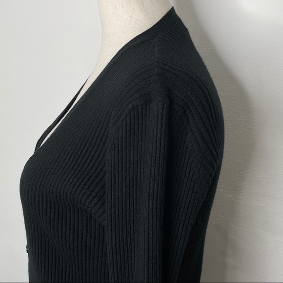 NEW YORK & CO Black Ribbed V-Neck Cardigan - Picture 8 of 14